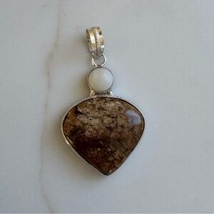 NWOT Sundance Driftwood Shore Pendant, Ocean Jasper, Pearl, Sterling Silver